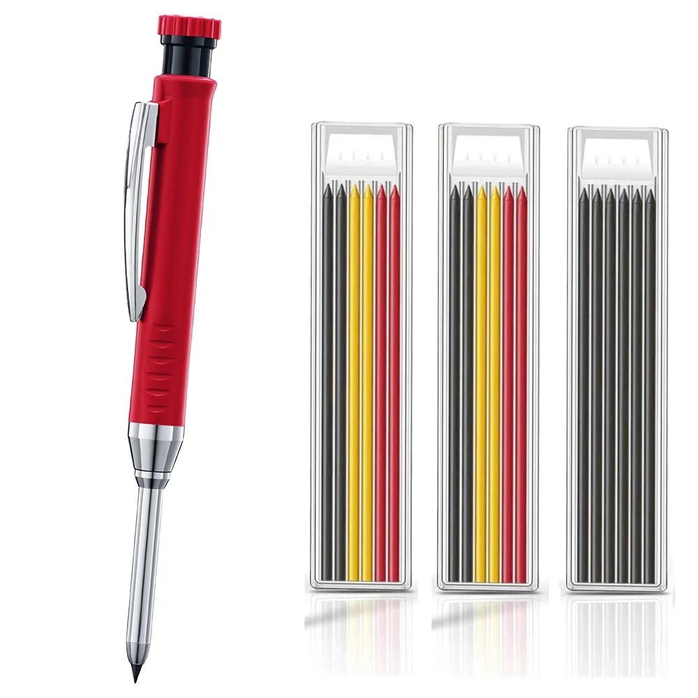 2.8mm Solid Carpenter Pencil Mechanical Pencil with Built-in Sharpener Carpentry Long Head Carpenter Pencil Stationery Supply