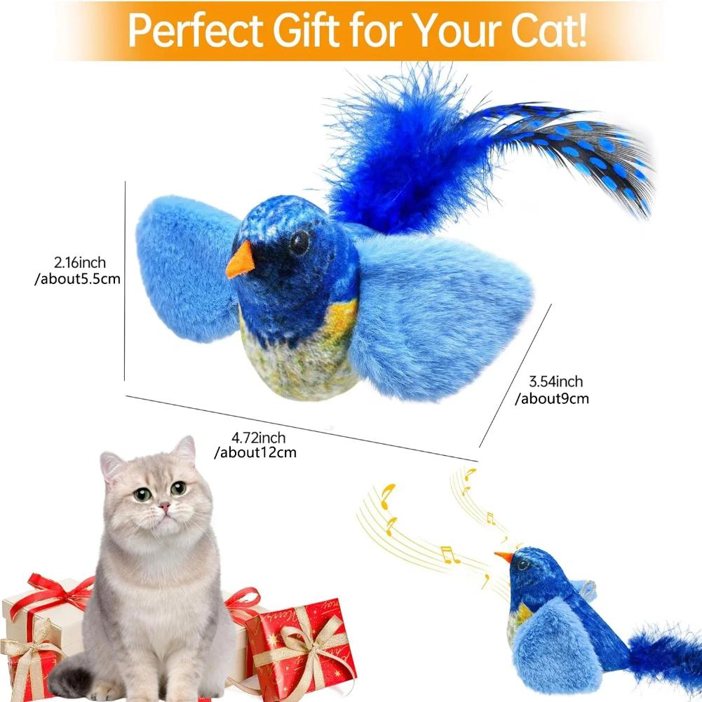 Indoor Interactive Birds Toy for Cat Chasing Teasing Toy Sounding Catnip Cat Teaser Toy Self-hilarity Wall Hanging Birds Cat Toy