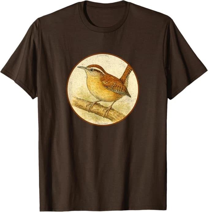 Carolina Wren T-Shirt Retro Bird Tee Design 10 Colors by Bird.Fan M