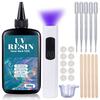 UV Resin Kit with Light Upgraded Hard Type Crystal Clear Ultraviolet Curing UV Resin for Craft DIY Jewelry Making Molds Casting