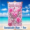 Floral Garden Theme Beach Towel Personalized Custom Name & Text Soft Quick Dry Beach Towel for Swimming Travel