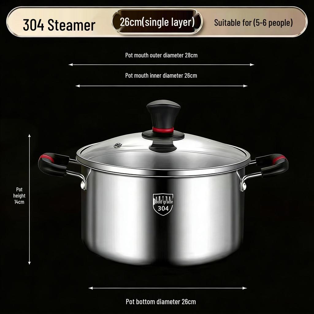 316L Stainless Steel Soup Pot with Handles - Non-Stick for Steaming, Cooking, and Stewing On Induction Cookers