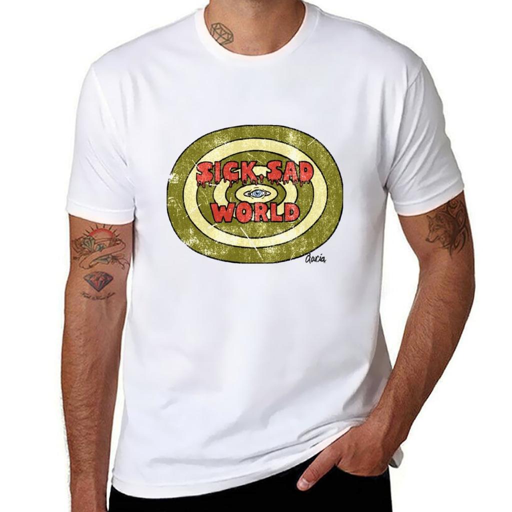 Dariazz Sick Sad World Inverted Logo Tshirt Basic Solid Color Short Sleeve Tshirt