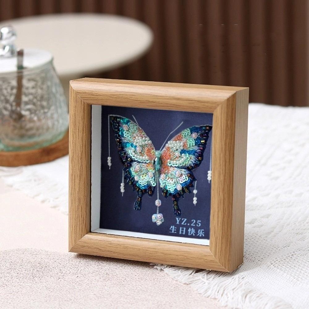 

с Рамкой 3D Вышивка Набор Материалов для DIY Праздничные Подарки Ручная Вышивка Вышивка Бисером Картина Бабочки Рукоделие Вышивка Бисером синий