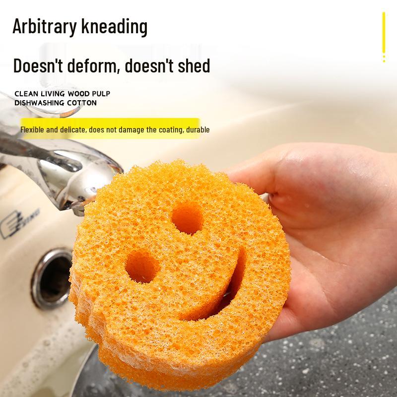 Douyin Smiley Magic Cleaning Sponge – Loofah-Style Honeycomb Kitchen Dish Sponge
