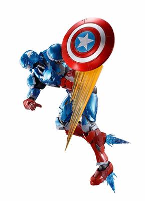 TAMASHII NATIONS Капітан Америка на 155-мм розфарбованій рухомій фігурці S.H.Figuarts (Технічні месники) прибл. ПВХ та АБС та лиття під тиском
