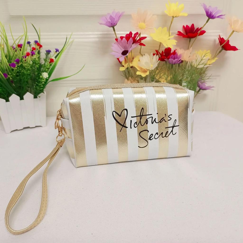 Tragbare gestreifte Make-up-Tasche, kleine Größe, hochwertige Handtasche, tragbare Mini-Make-up-Aufbewahrungstasche, wasserdichte Damentasche cs013