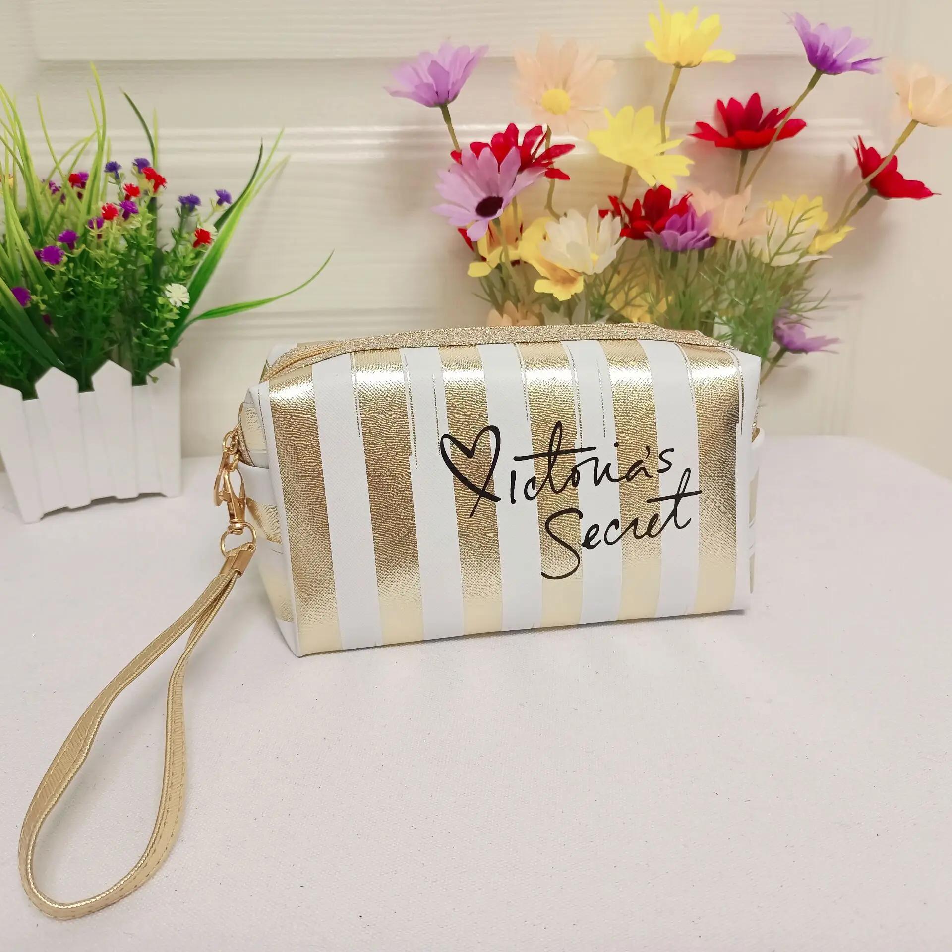 

Портативная полосатая косметичка, небольшого размера, высококачественная сумочка, мини-сумка для хранения косметики, водонепроницаемая женская сумка cs013 золотой