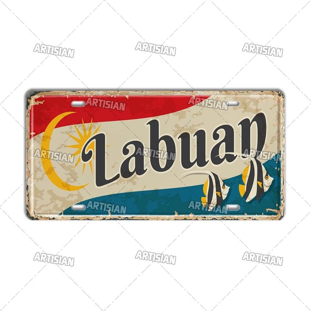 Artisian PHILIPPINES Malaysian License Plate City Metal Sign Landmark Decorative Vehicle Plate Wall Decor Garage Bar Pub Club