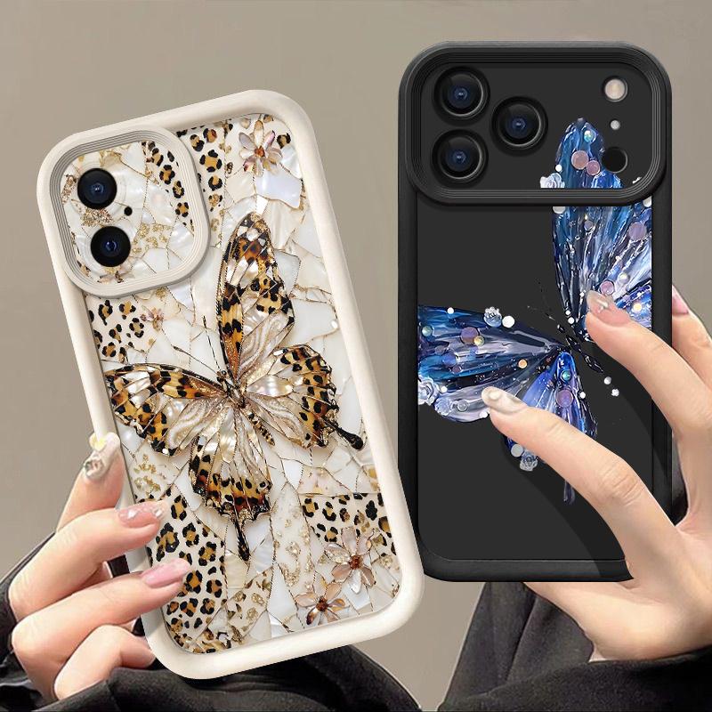 Butterfly Print Case For iPhone 17 Pro Max Case iPhone 16 15 14 13 Pro Max 11 17e 16e Shockproof Bumper Soft Silicone Phone Cover Cases