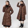 New Style, Down and Cotton Jacket, Women's Clothing, Long Over The Knee, Hooded Cotton Jacket, Waist Cinching, Slimming, Winter, Thick Coat