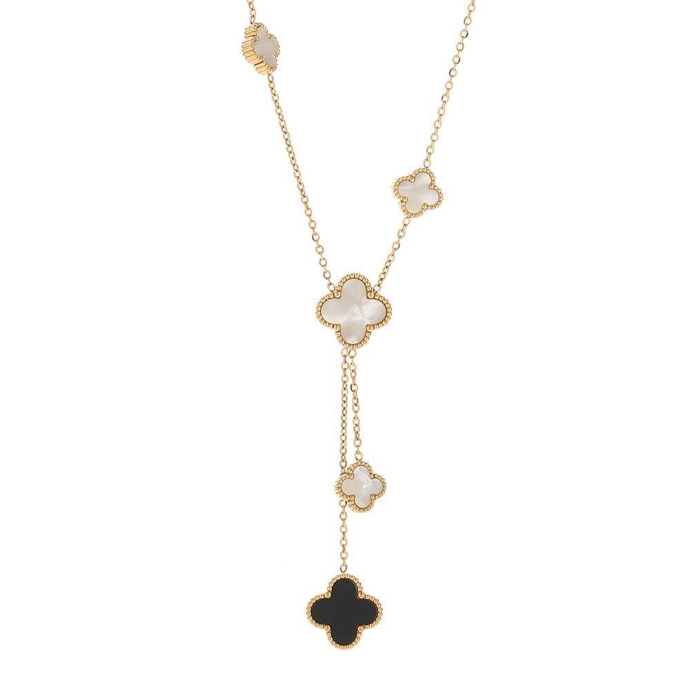 Elegant 18K Plated Titanium Steel Cross Necklace for Women - Light Luxury Clavicle Chain That Resists Fading