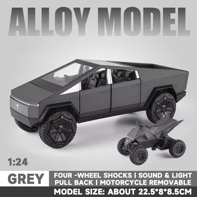 Tesla Cybertruck 1:24 Modello di Auto in Lega pressofusa Pick-up Suono Luci Porta Apribile Bagagliaio Collezionabile Regalo Compleanno Bambini Giocattolo
