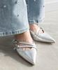 Randa Double Strap Pointed Toe Mule Pumps ED35194 SILVER L