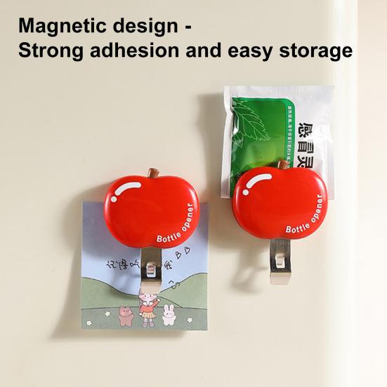 Apple-Shaped Magnetic Bottle Opener & & Beer Bottles Clip for Medicine Vials Can Opener Refrigerator Magnet