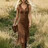 Indie Vintage Western Cowgirl Slim-Fit Tassel Sleeveless Dress