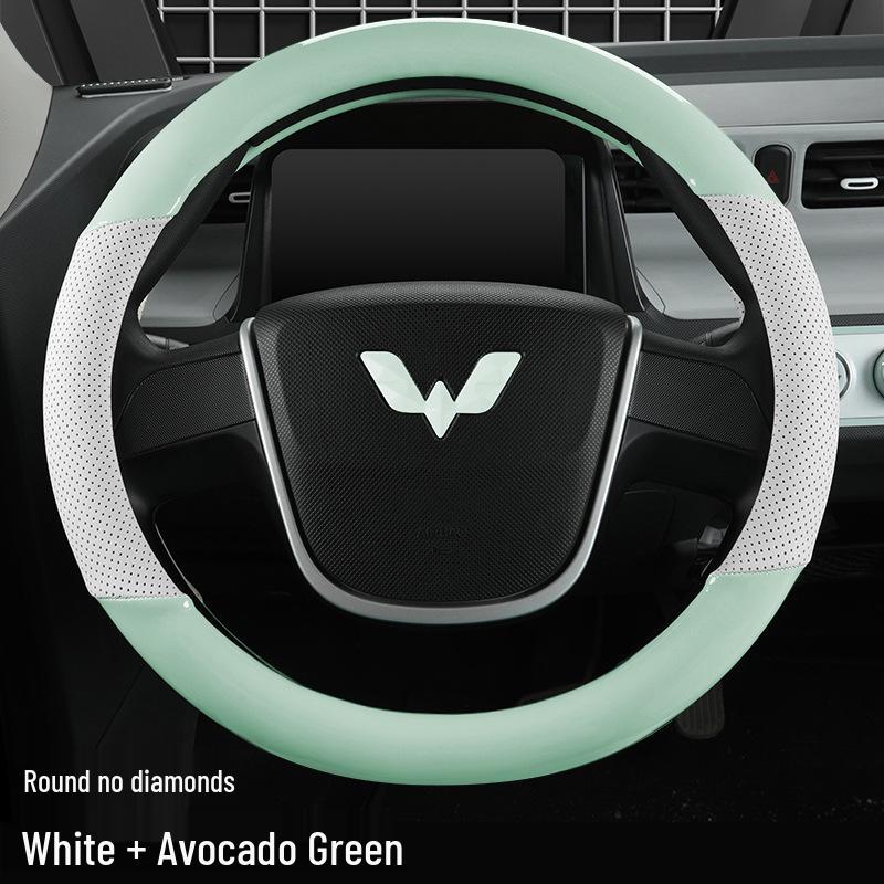 Glossy White Stain-Resistant PU Steering Wheel Cover for Hongguang MINI 2022