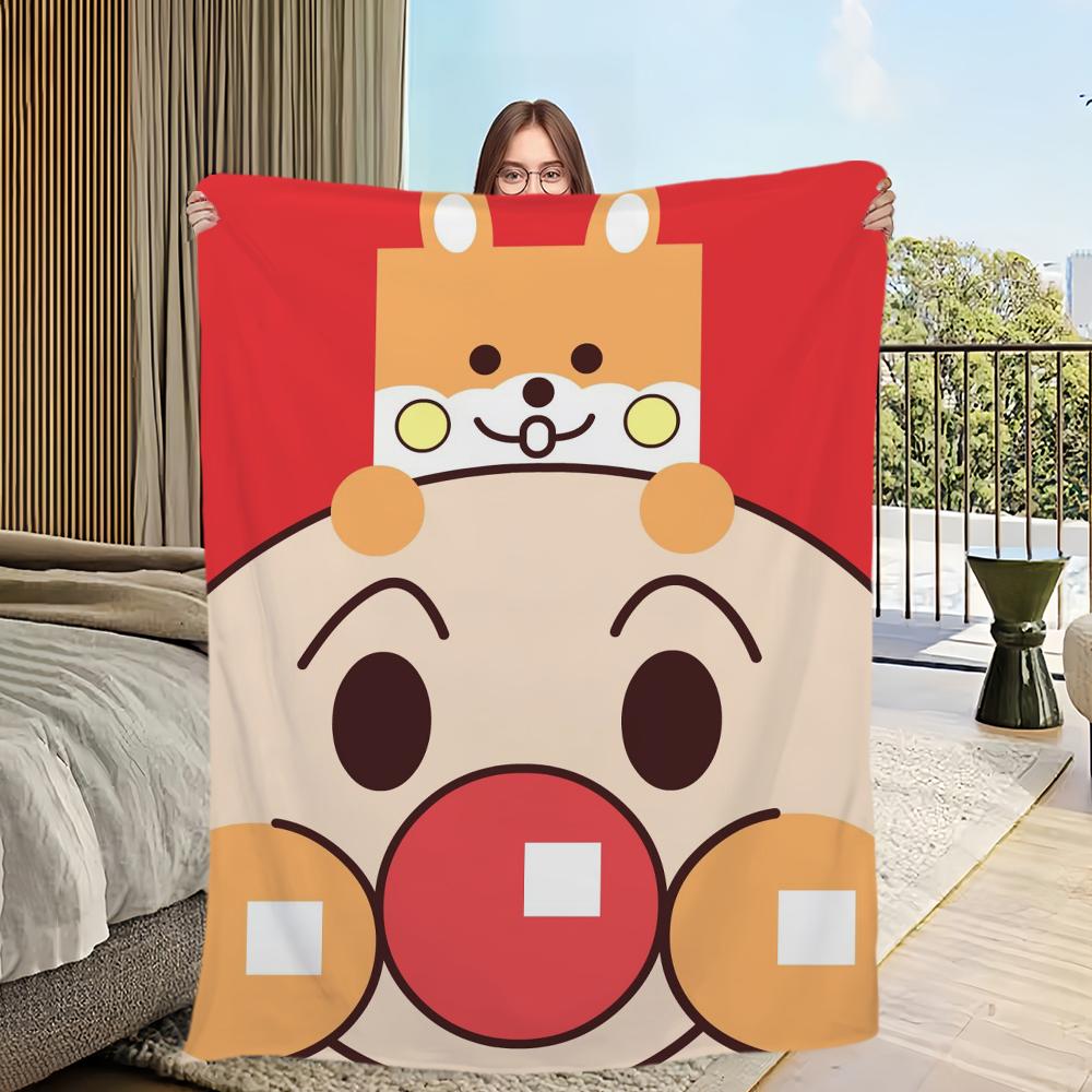 Cute A-Anpanman Printed Comfortable and Soft Sofa, Living Room Bed, Bedroom Blanket Suitable for Travel and Gifts