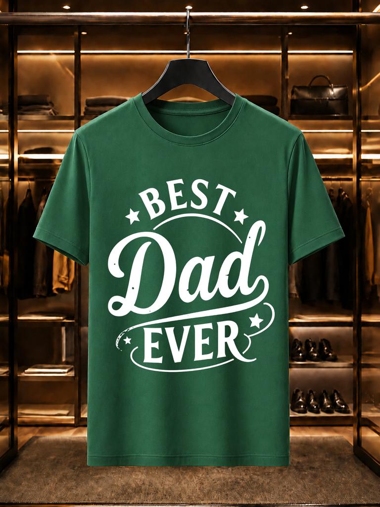 2026 New Arrival 100 Cotton Tshirt Printed Best Dad Ever Crew Neck Unisex Casual Short Sleeve Tee
