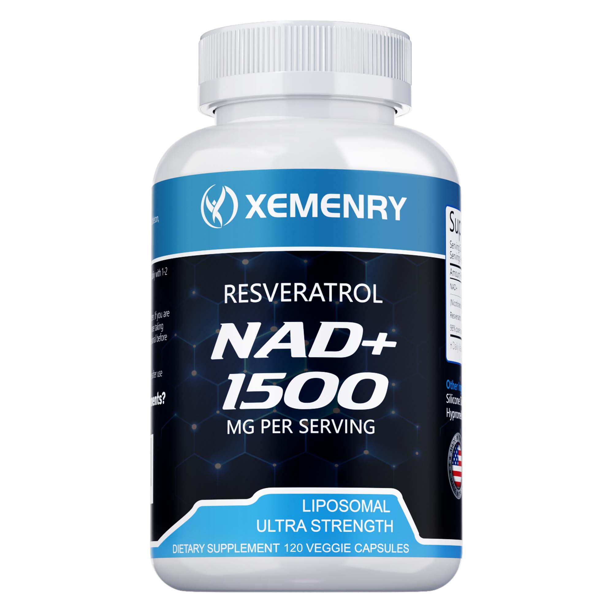 

NAD + Resveratrol Complex Supplement, Liposome 1500mg High Concentration Suitable for Adults, Mild and Easily Absorbed 120*1