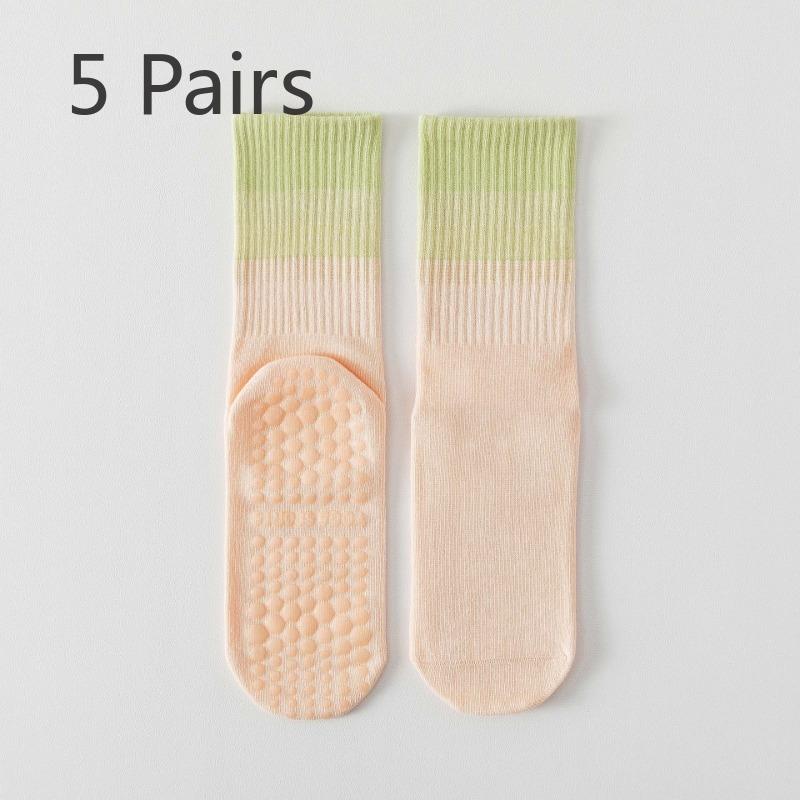 5 Pairs of Women's Summer Midtube Professional Fitness Sports Non Slip Indoor Running Yoga Socks