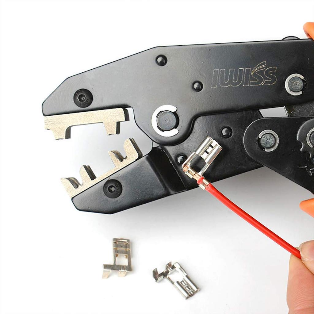 IWISS Flagge Typ Crimp Terminal 187 Typ 250 Typ Flagge Typ Faston Terminal L Typ Terminal Crimpen Werkzeug 0.5/2,5 mm2 HS-FL(HS-05FL)
