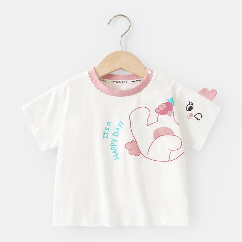 

Одежда для малышей, повседневные футболки с короткими рукавами, летняя одежда для мальчиков и девочек, детские летние топы с половиной рукавов 120cm