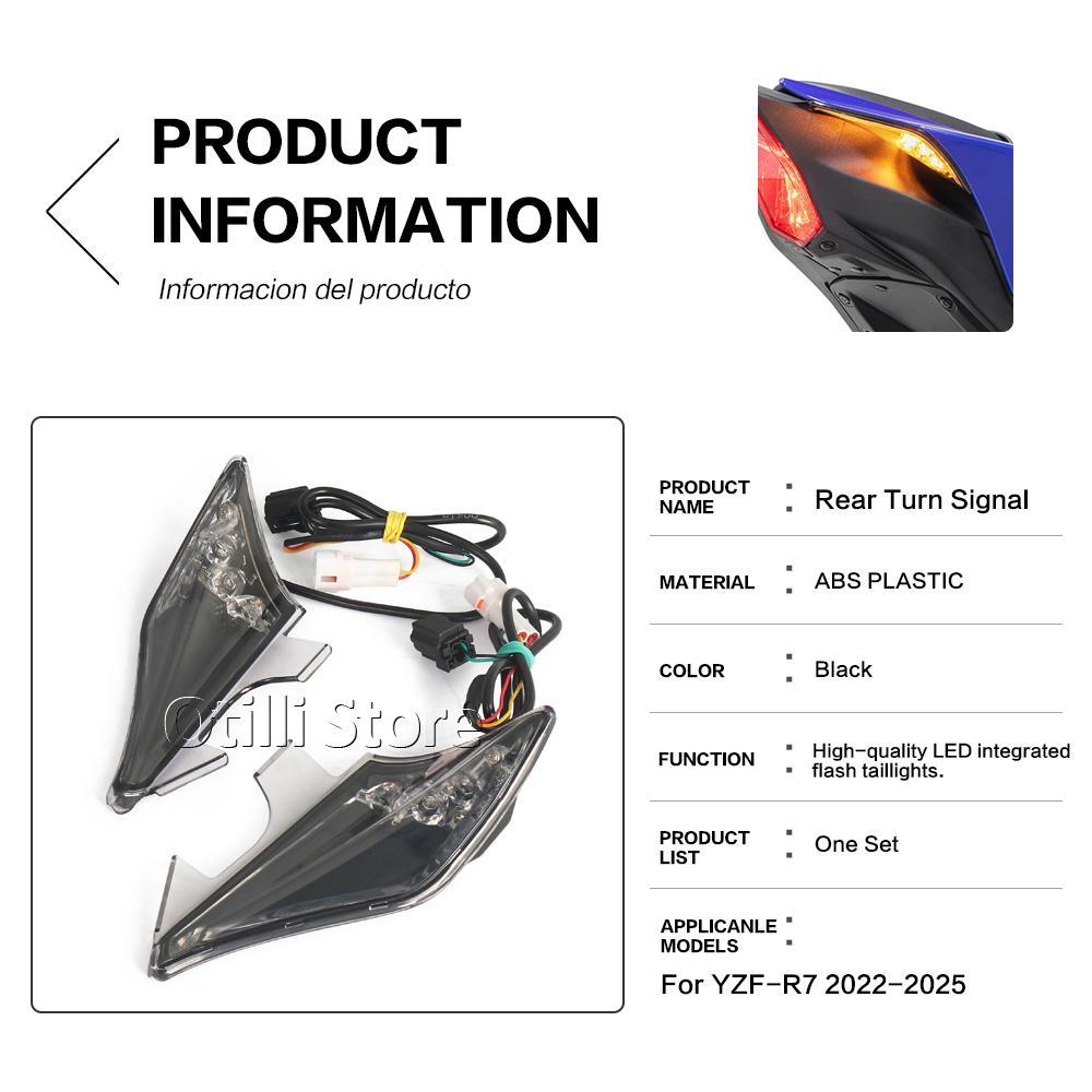 Motorcycle Tail Light For Yamaha YZF R7 YZFR7 YZF-R7 2022-2025 Integrated LED Rear Turn Signals Indicators Flashers Taillight