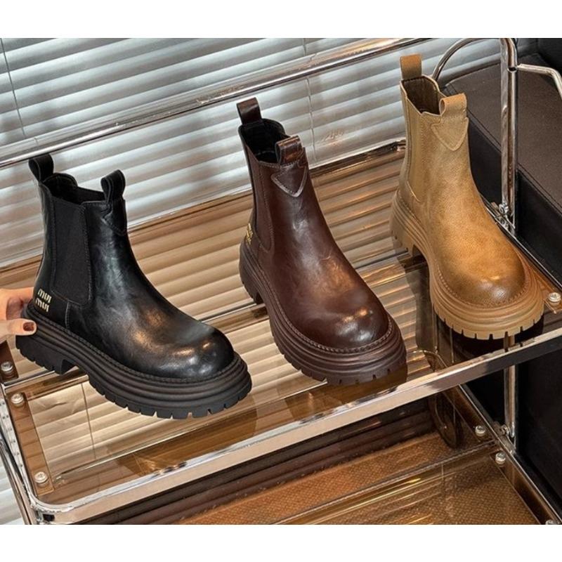 Fashion Trend for Spring and Autumn New Style Retro Shoes High Quality Leather Sleeves Wear-resistant Luxury Boots with Thick Soles