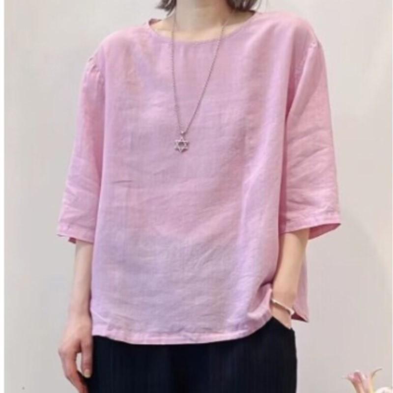 Johnature Women Casual T-Shirts O-Neck Seven Sleeve Solid Color Summer Loose Women Soft T-Shirts