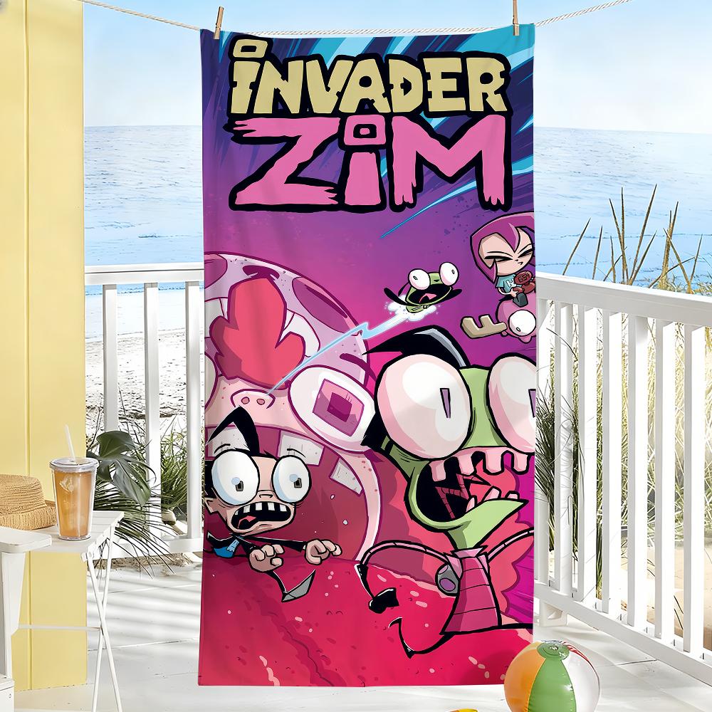 Funny Cartoon I-Invader Zim Towel Soft Pool Gift For Travel Gym Shower Camping Quick Dry Sports Large Beach Towels