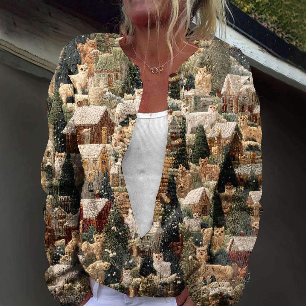 Langermet strikket cardigan-jakke med knapp ned for kvinner