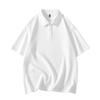 Bărbați și femei, vară, largi, de culoare uni, cuplu, stil Hong Kong, tricou cu mâneci scurte din bumbac perlat dublu Cămașă cu guler polo