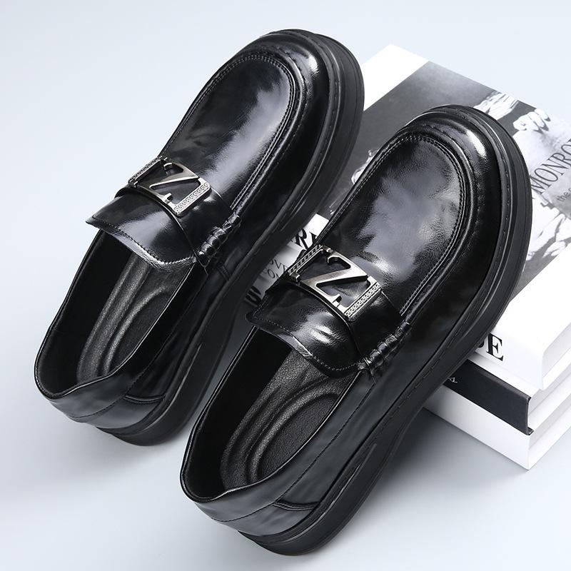 New men's shoes lazy business hollow casual leather shoes men's loafers platform versatile leather breathable beanie shoes