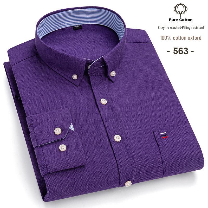 Men's Plus Size Plaid Oxford Cotton Long-Sleeve Shirt