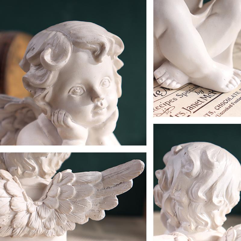 Angel Series Nordic Style Exquisite Resin Sculpture Craft Art Home Decor for Living Room, Bookshelf, and Entrance Decoration