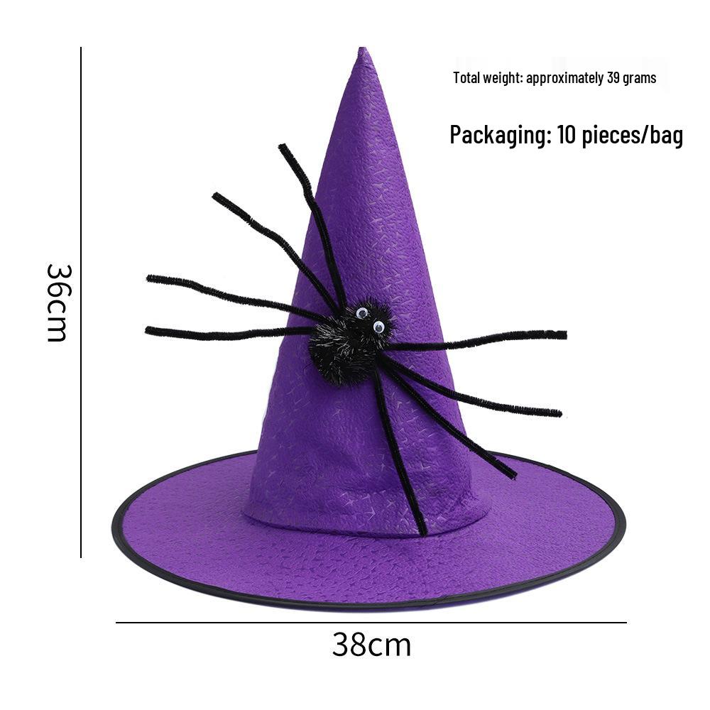 Black Spider Halloween Witch & Wizard Hat Costume Prop for Kids and Adults