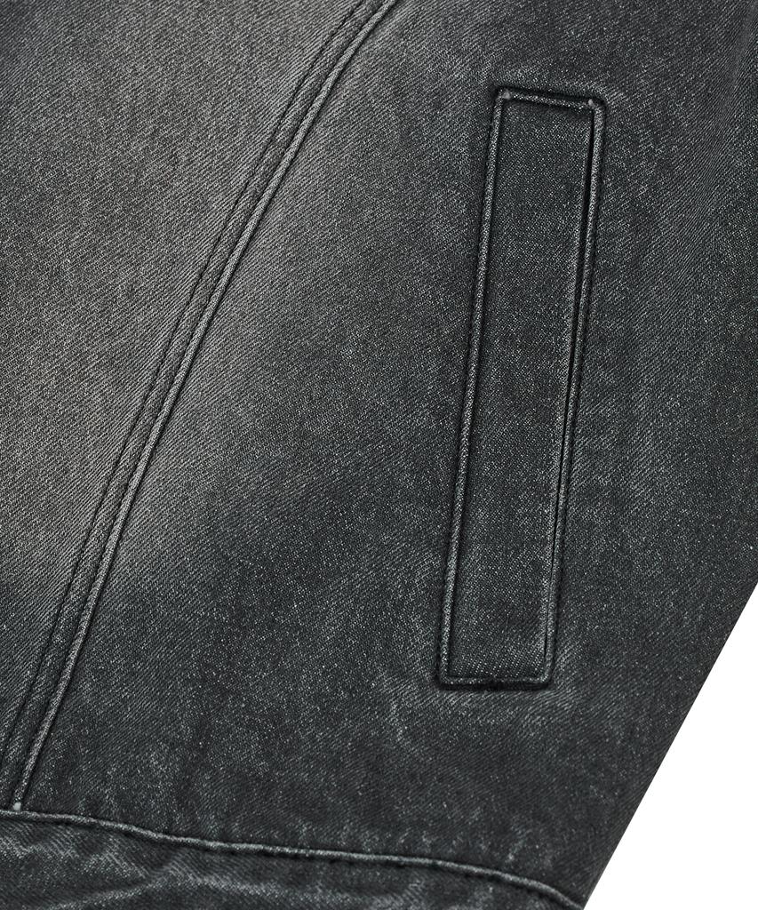 Standarderror 87-Stan117 [Basic] Vintage Washed Racer Denim Jacket Vintage Black
