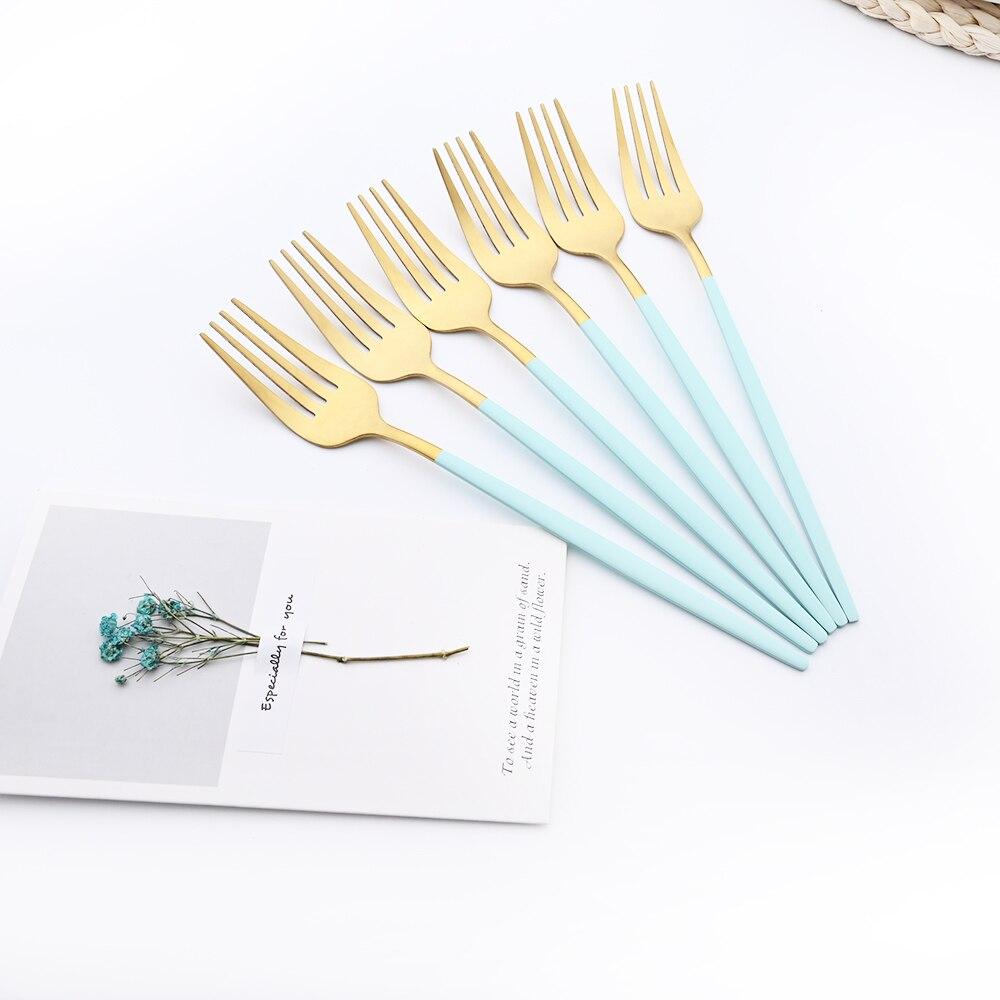 18pcs Colorful Cutlery Set Tableware Set Stainless Steel Dinner Knife Fork Spoon Matte Polishing Dinnerware Set