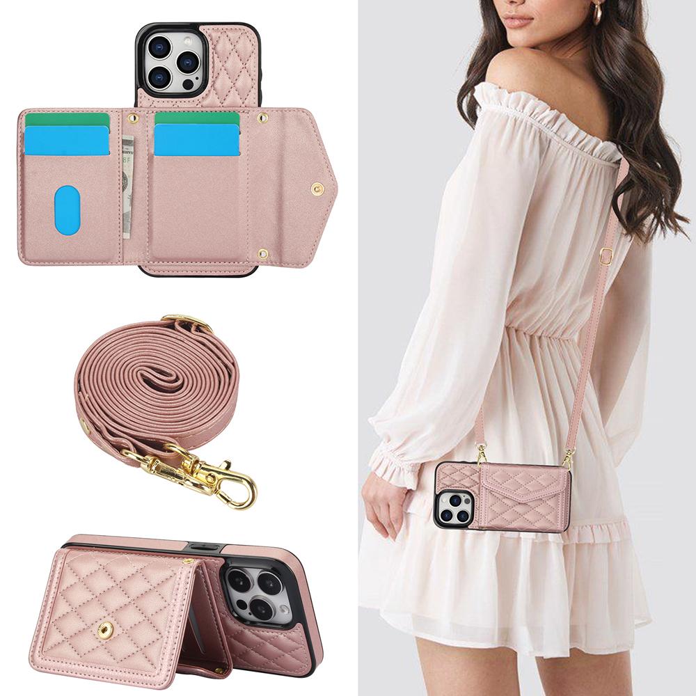 

Чехол-кошелек с откидной крышкой и ремешком через плечо для iPhone 16 15 14 13 12 11 Pro Max Plus XS MAX XR Samsung S24 S23 S22 S21 Ultra Plus FE A15 A14 A54 A53 iPhone 15 Pro Max розового золота