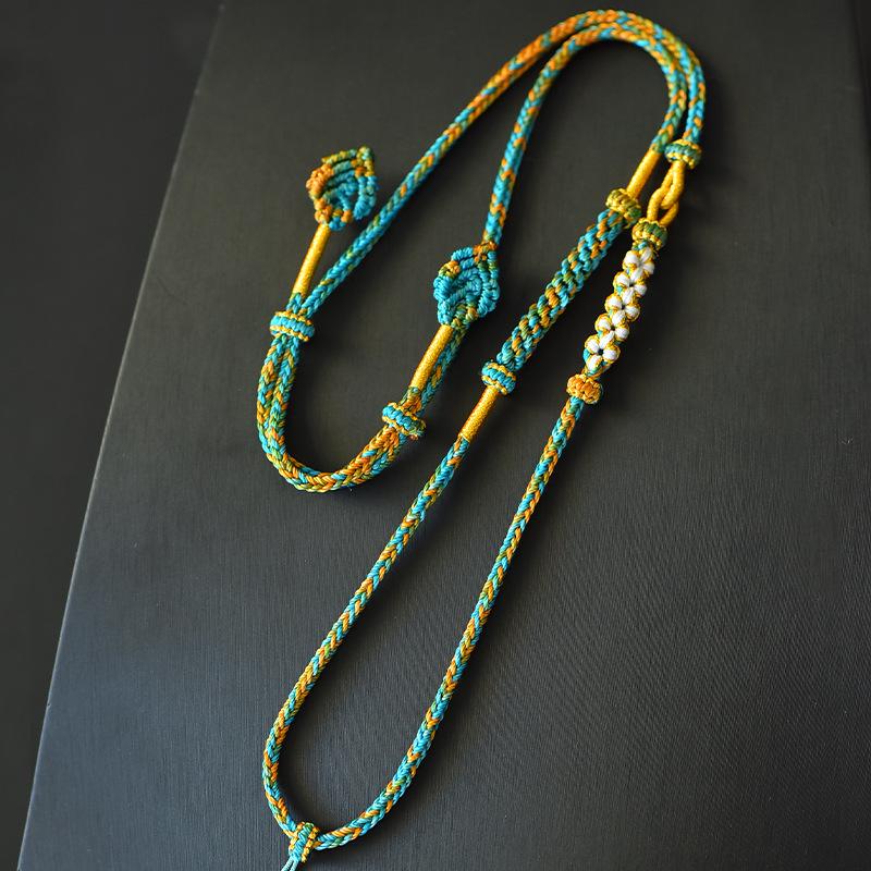 Bernstein Jade Dzi Perlen Acht Schätze Halskette mit Glücksanhänger