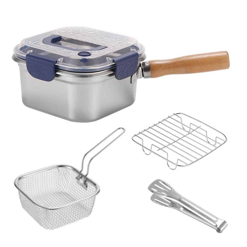 With Basket Multifunctional Deep Fryer Large Capacity Stainless Steel Frying Pan  Household Use