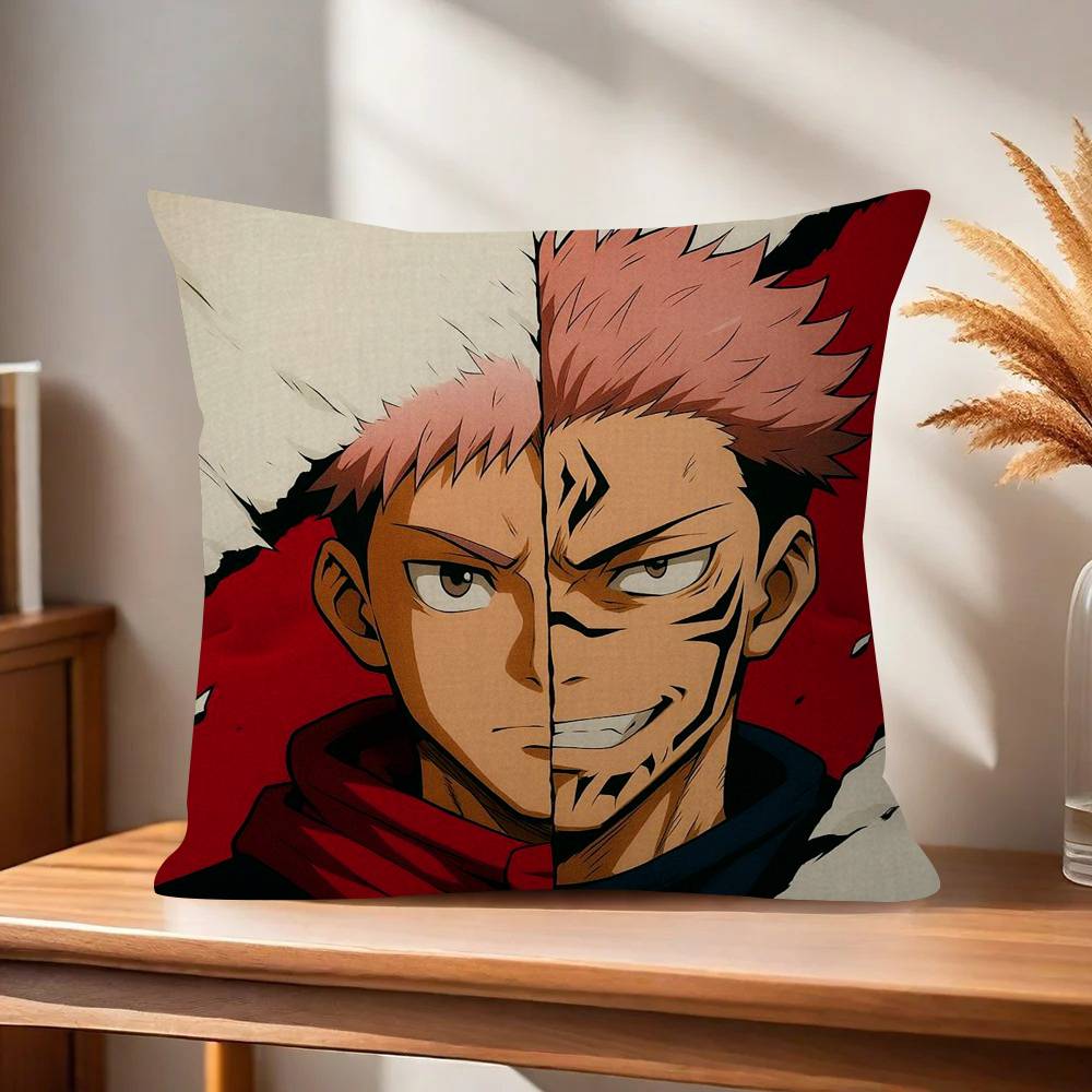 Anime Itadori Yuji  Decorative Room Aesthetics Pillow Case Home Decor Bedroom Sofa Bed Couch Pillow Cover X