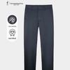 Men's Wool Blend Slim Fit Casual Pants with Embroidery