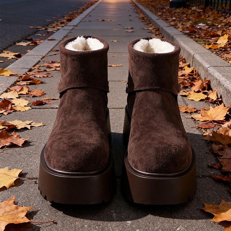 

Warm muffin bottom snow boots women s 2025 autumn and winter new velvet thickened cotton shoes non-slip Martin boots 40 кофейный