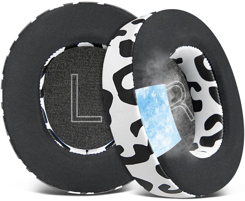 SOULWIT Cooling Gel Ear Pads for Steelseries Arctis Nova Pro Nova Replacement Ear Steelseries Headset Foam Head Thick Cooling Pads Snow Leopard Print