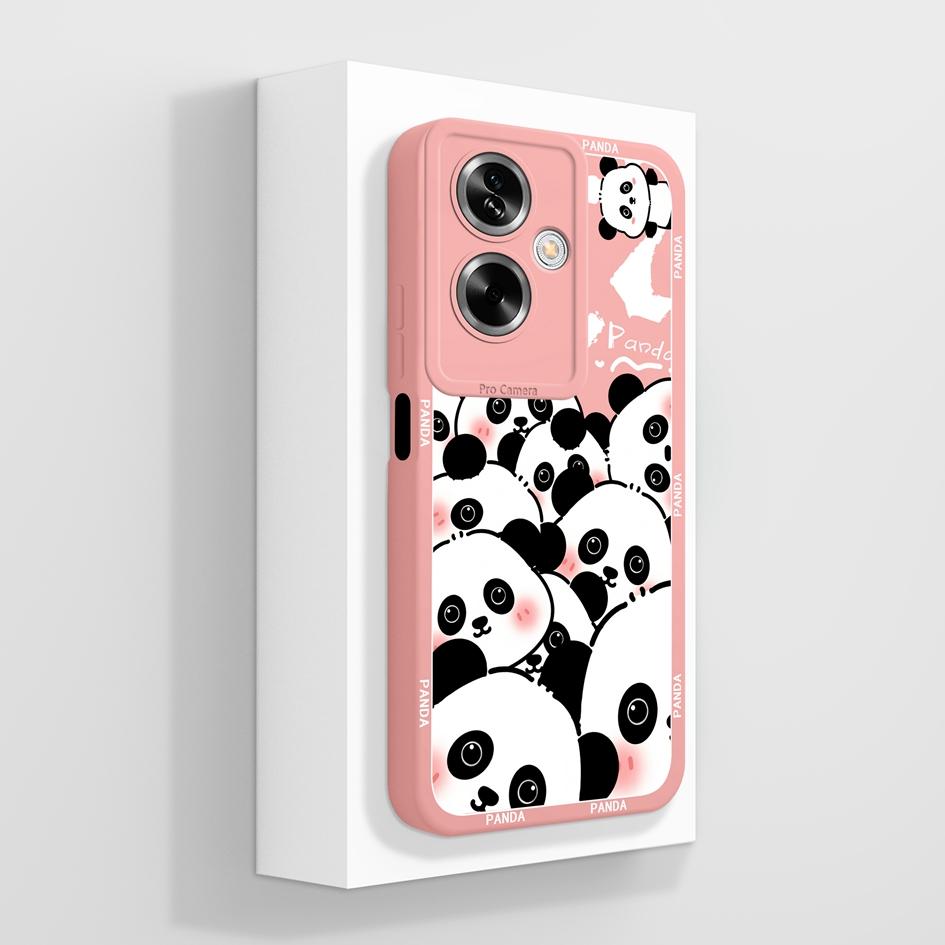 For OPPO A79 A77 A77s A78 A83 A91 A92 A93 A93s A94 A95 A96 4G 5G Phone Cases Lovely Panda Kitten Pattern Liquid Silicone Anti Slip Shell For OPPO Capa