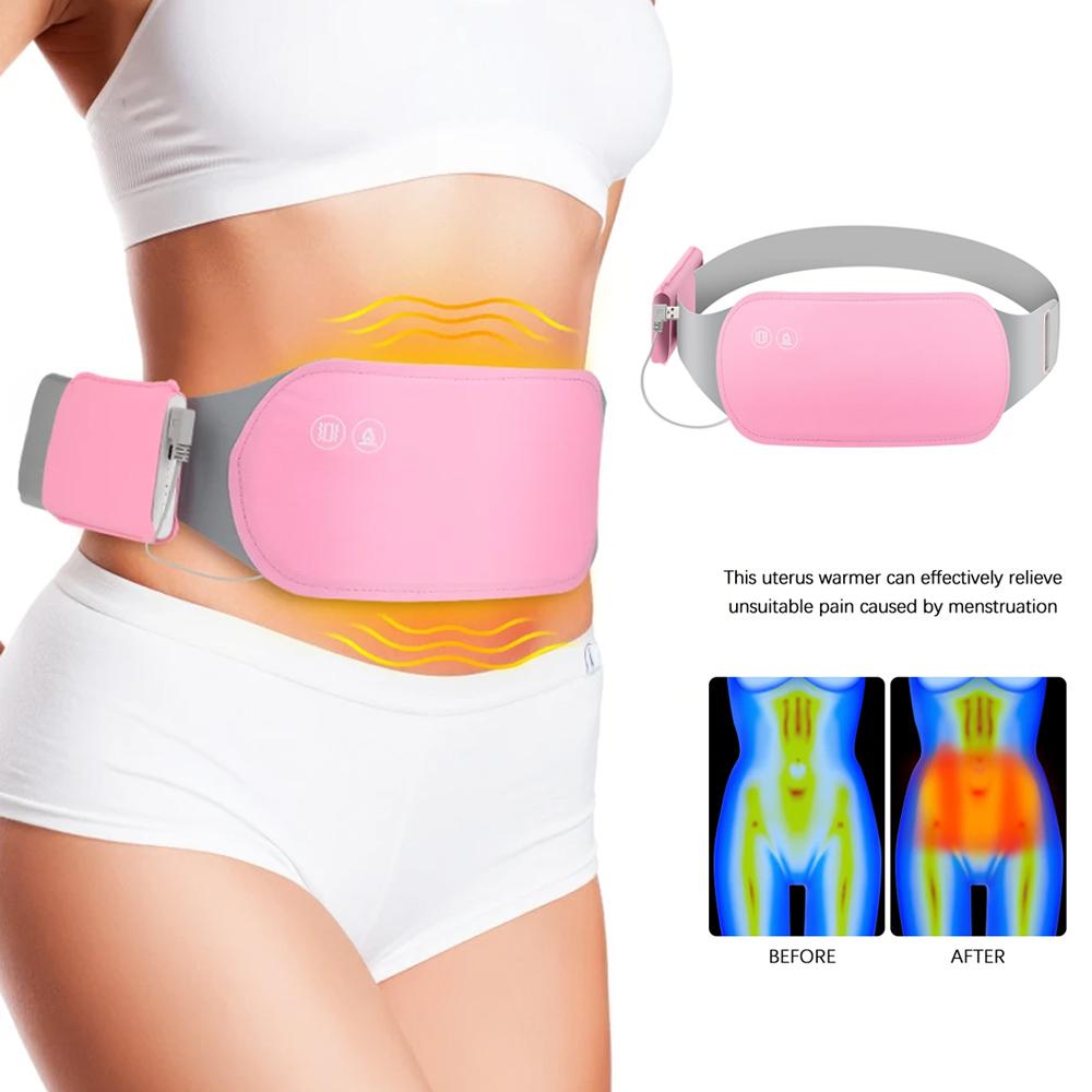 Warm Uterus Belt Heating Massage Vibrating Hot Compress For Women Menstrual Pain Relief Comfortable Heating Pad