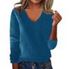 Women's Fashion Loose V-Neck Long Sleeve Bottom Shirt Top Knitted Sweater