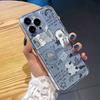 Line Music Cat Is Suitable for Apple 17 Transparent Case 16 All-inclusive Fine Hole iPhone15promax Anti-drop Protective Case.